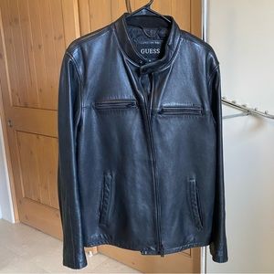 Mens GUESS Genuine Leather Jacket